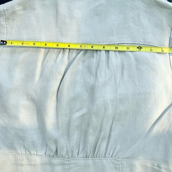 RW & CO Women’s Vintage Grey Jacket Short Sleeve Ruffled Collar 100% Ramie Large - Picture 12 of 15